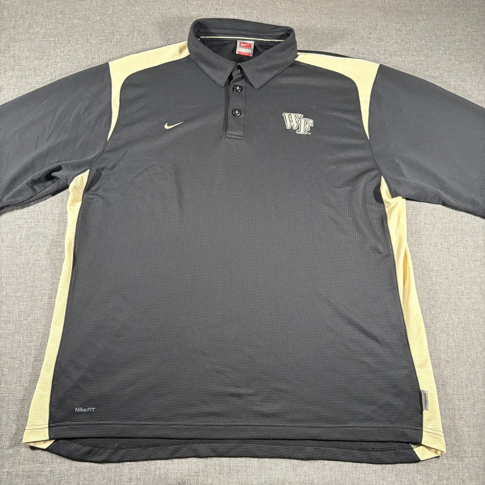 Nike Polo Shirt Mens XL Black Wake Forest Demon Deacons Short Sleeve FIT‎ DRY